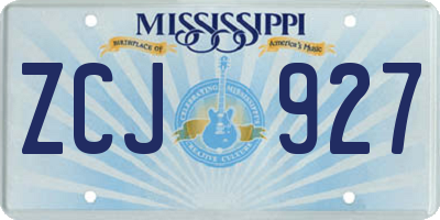 MS license plate ZCJ927