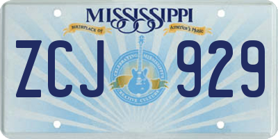 MS license plate ZCJ929