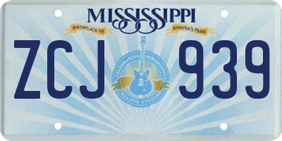 MS license plate ZCJ939