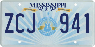 MS license plate ZCJ941