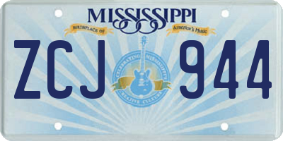 MS license plate ZCJ944