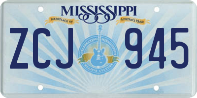 MS license plate ZCJ945