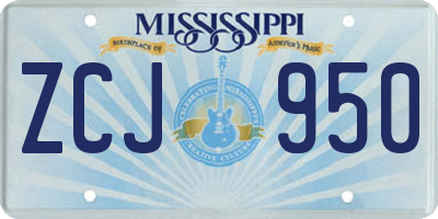 MS license plate ZCJ950
