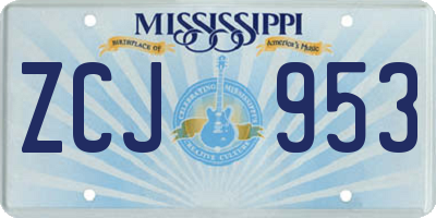 MS license plate ZCJ953