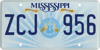 MS license plate ZCJ956
