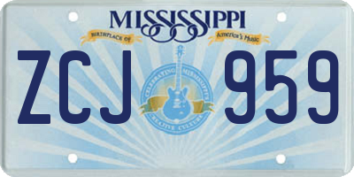 MS license plate ZCJ959