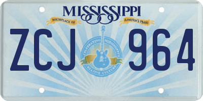 MS license plate ZCJ964