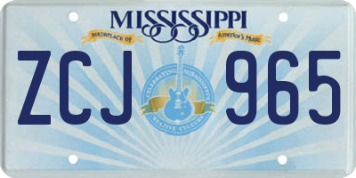 MS license plate ZCJ965