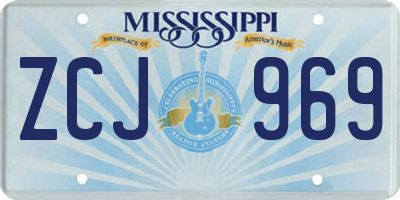 MS license plate ZCJ969