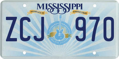 MS license plate ZCJ970