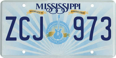 MS license plate ZCJ973