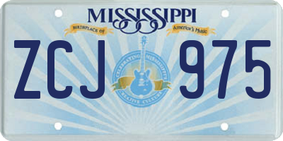 MS license plate ZCJ975