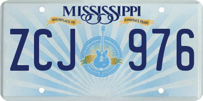 MS license plate ZCJ976