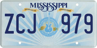 MS license plate ZCJ979