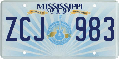 MS license plate ZCJ983