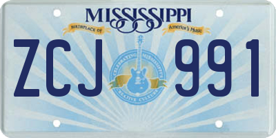 MS license plate ZCJ991