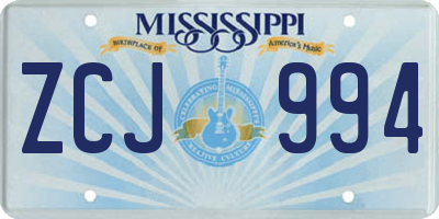 MS license plate ZCJ994