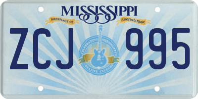 MS license plate ZCJ995