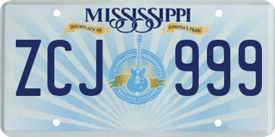 MS license plate ZCJ999