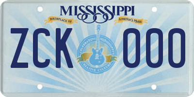MS license plate ZCK000