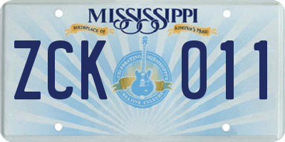 MS license plate ZCK011