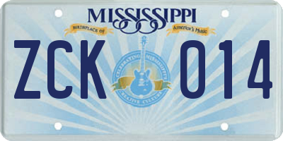 MS license plate ZCK014