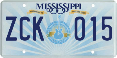 MS license plate ZCK015