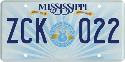 MS license plate ZCK022