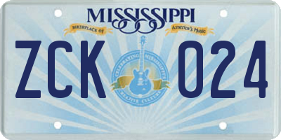 MS license plate ZCK024