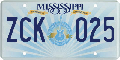 MS license plate ZCK025
