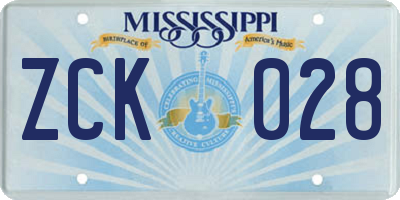 MS license plate ZCK028