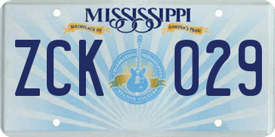 MS license plate ZCK029