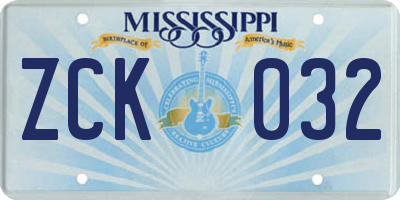 MS license plate ZCK032