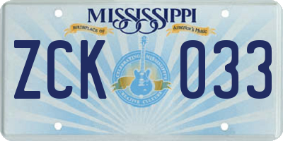 MS license plate ZCK033