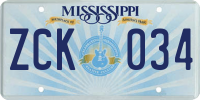 MS license plate ZCK034