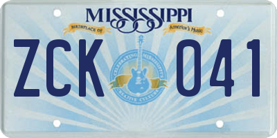 MS license plate ZCK041