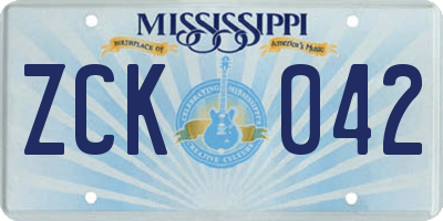 MS license plate ZCK042