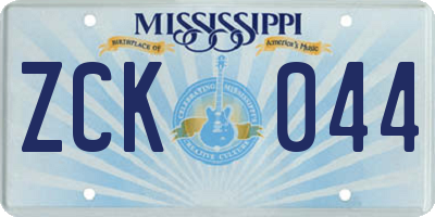 MS license plate ZCK044