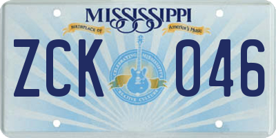 MS license plate ZCK046