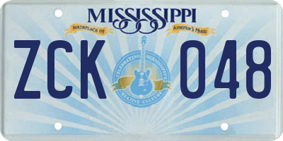 MS license plate ZCK048