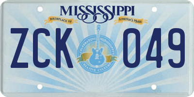 MS license plate ZCK049