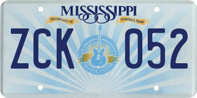 MS license plate ZCK052