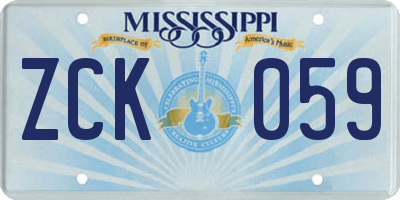 MS license plate ZCK059