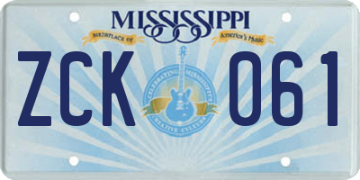 MS license plate ZCK061