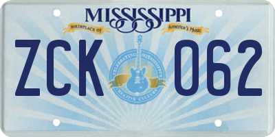 MS license plate ZCK062