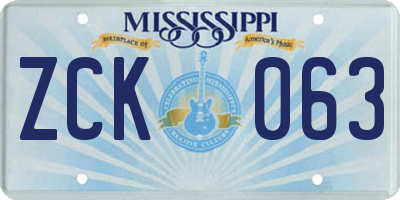 MS license plate ZCK063