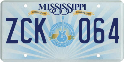 MS license plate ZCK064