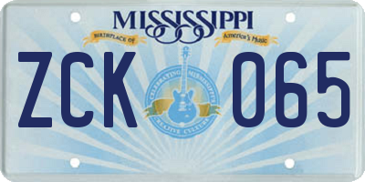 MS license plate ZCK065