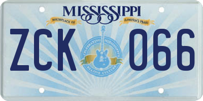 MS license plate ZCK066