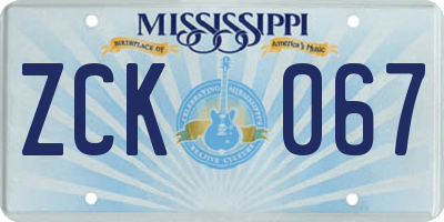 MS license plate ZCK067